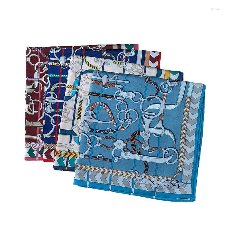 

Scarves Luxury Designer Silk Bandana Scarf Women Fashion Belt Print Shiny Kerchief Headband Neck Hair Turban 53 53cm