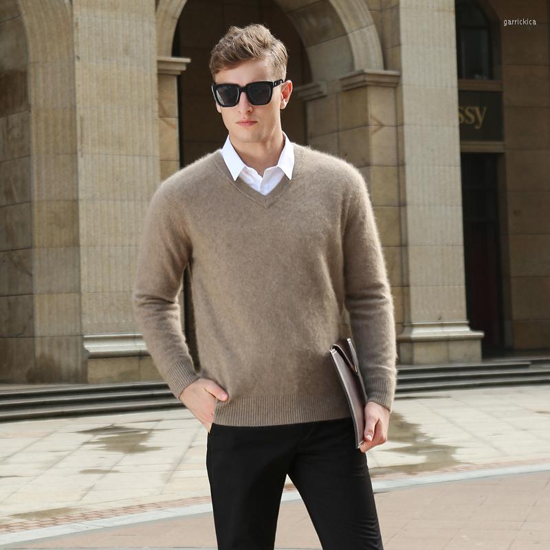 

Men' Sweaters BARESKIY Super Soft Cashmere Sweater Wool Men' Pullover Spring And Winter V-neck, Black