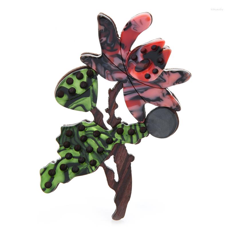 

Brooches Wuli&baby Wooden Lotus Flower Root Brooch Pins Women Plant Wood Jewelry Accessory 2022 Sweater 2 Colors