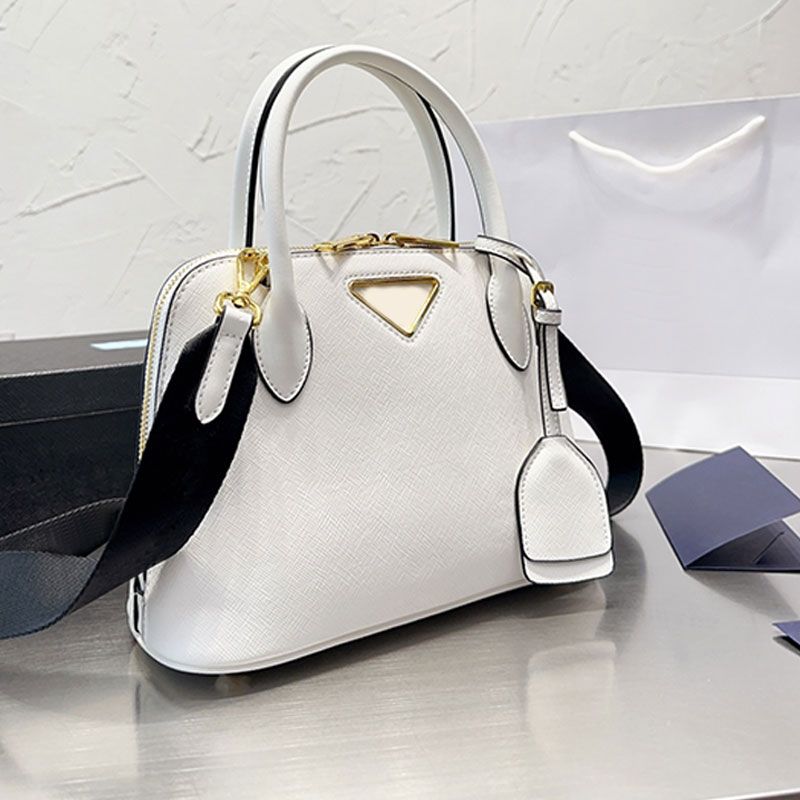 

Women Shell Bag Handbags Purse Crossbody Solid Color Shoulder Bags Genuine Leather Fashion Letters Triangle Large Capacity Shopping Tote, Black