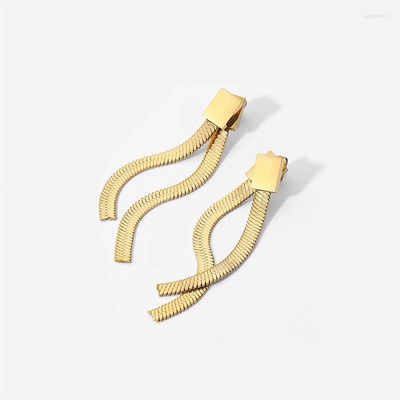 

Stud Earrings Youthway Stainless Steel Double Layer Snake Bone Chain Women Circle Elegant Charm Fashion Jewelry Bijoux