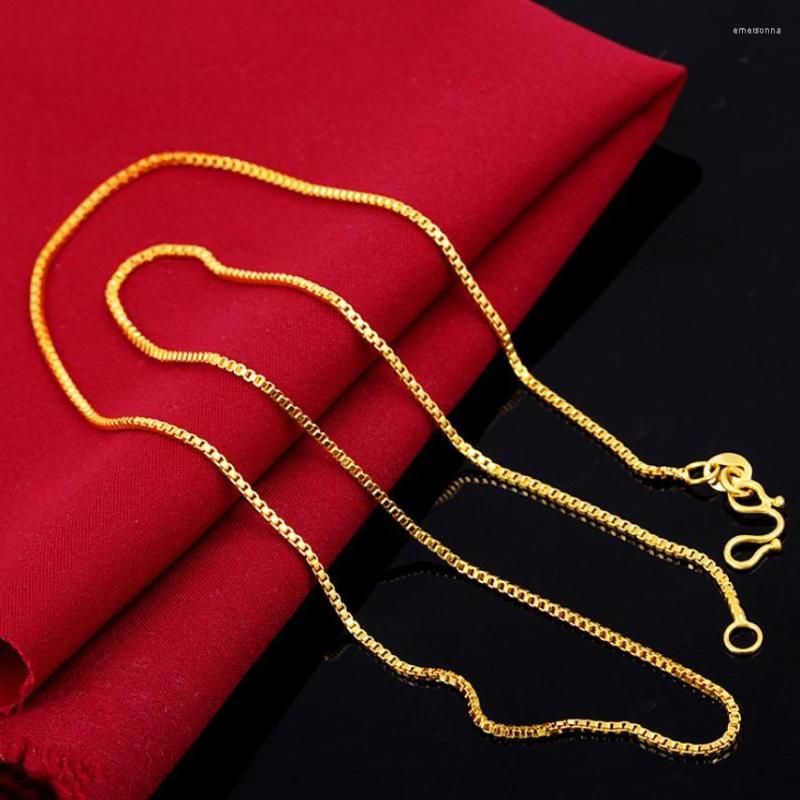 

Chains Limite Promotion Women 24K Yellow Gold Plated Box Water Wave Chain O Necklace For Female Party Jewelry Bead Birthday Gift