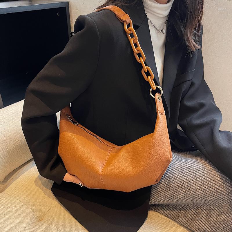 

Evening Bags Korean Version Of Casual Chain Ladies Messenger Bag 2022 High Quality Texture Shoulder All-match Dumpling Underarm, Beige