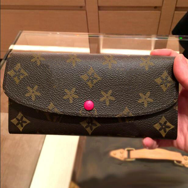 

Designer M60531 SARAH WALLET fashion Women's Long Envelope Flap Emilie Josephine VICTORINE Wallet Key Card Coin Holder Purse Pochette Accessoires, Pink