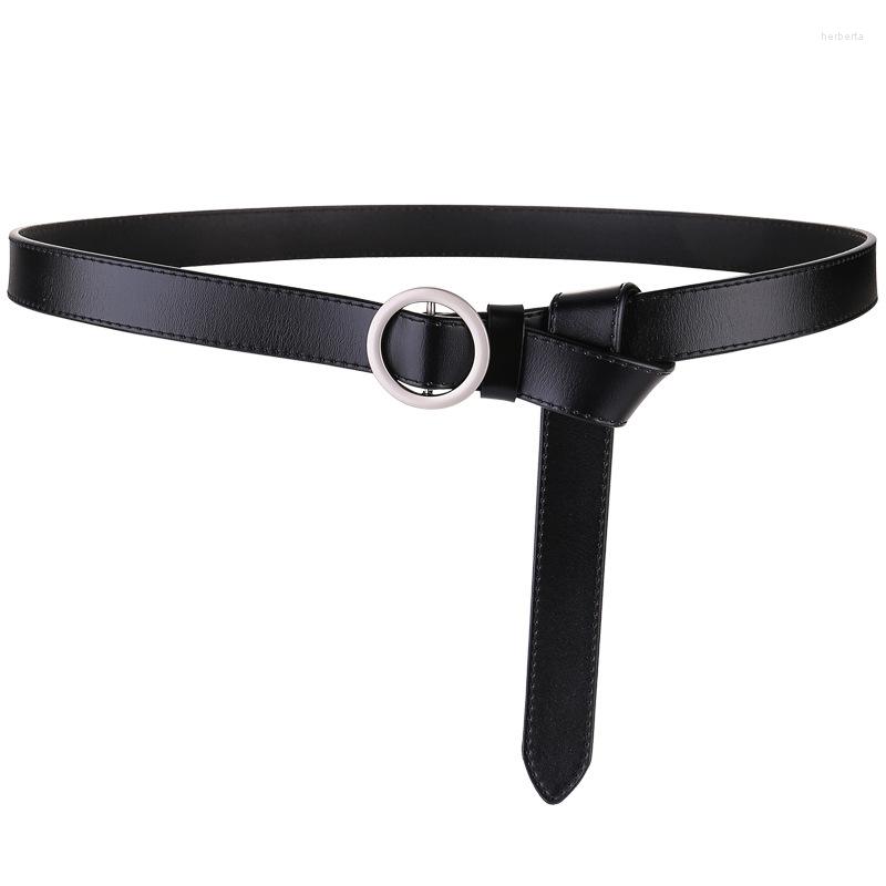 

Belts Cowskin For Women Soft Long Waistband Knot Genuine Leather Belt Thin Cinturon Mujer High Quality Fashion Dress Cummerbunds, Black