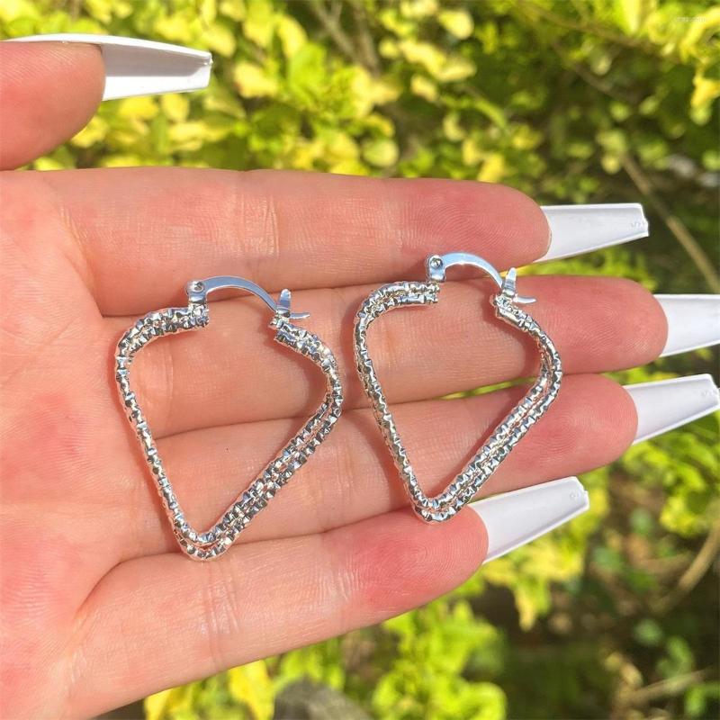 

Hoop Earrings ANGLANG Luxury Silver Color Heart Shape For Women Simple Classic Loop Earring Metallic Versatile Style Dance Party