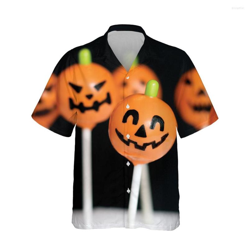 

Men's Casual Shirts Jumeast 3d Halloween Pumpkin Candies Printed Hawaiian Shirt Mens Fashion Short Sleeve For Men Blouses Retro Streetwear, 02