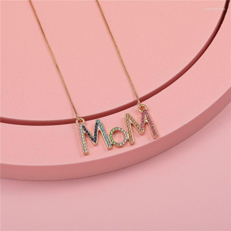 

Pendant Necklaces 100pcs/Lot Fashion Children Jewelry Alloy Diamond MOM Letter Necklace Color Kids