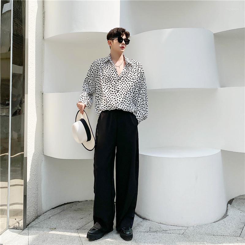 

Men's Casual Shirts Fashion Men Star Print Shirt Holiday Vacation Hawaii Thailand Long Sleeve Streetwear Blouse Party Nightclub Dinner, Style 03