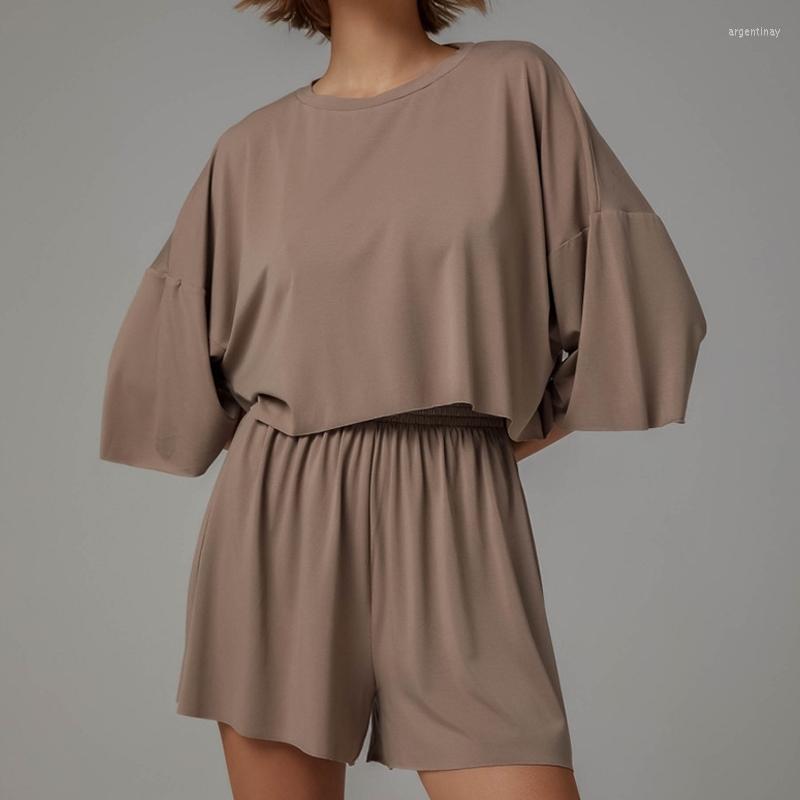 

Women's Tracksuits Women Tracksuit Crop T-shirt Elastic Waist Shorts 2 Piece Sets Short Sleeve Top Mini Suit 2022 Summer Casual Lady Outfits, Gray