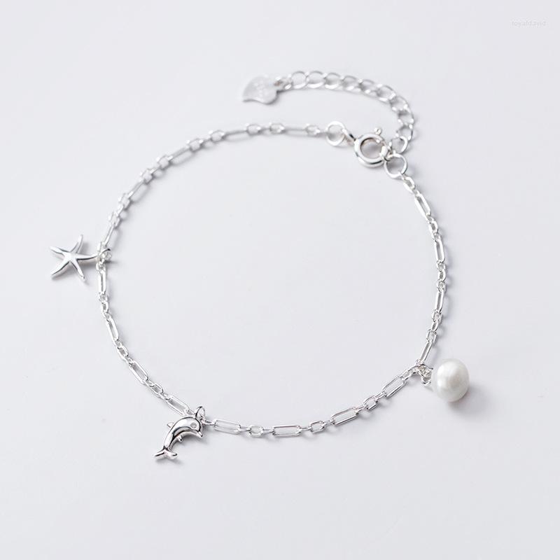 

Anklets Dolphin Starfish Female 925 Anklet Women Sterling Silver Fashion Bracelet Pearl Hand Jewelry Fine Chain Ladies Aesthetic