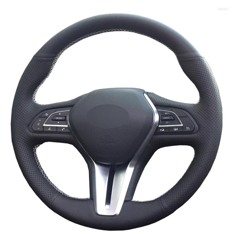 

Steering Wheel Covers Black PU Faux Leather Hand-stitched Car Cover For Infiniti Q50 2022-2022 Q60 QX50