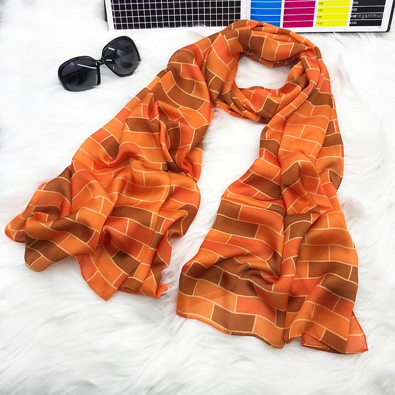 

Scarves Fashion Autumn Women Viscose Silk Scarf Brick Patchwork Beach Hijab Shawls And Wraps Female Foulards Echarpe Muslim Sjaal
