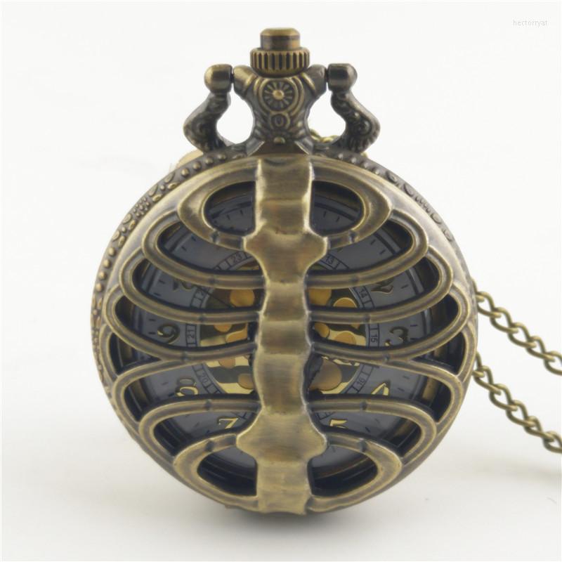 

Pocket Watches Vintage Luxury Skeleton Steampunk Hollow Carving Quartz Watch For Men Women Engrave Fob Chain Bronze Clock Collection, 01