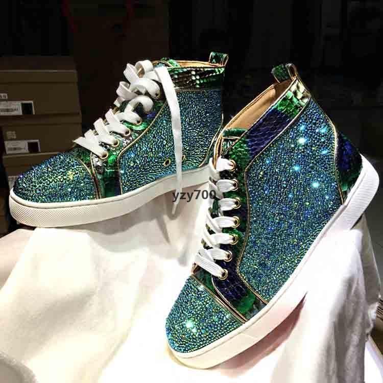 Red Bottomed Shoe Christians Elegant Designer Orlato High-top Shoes Red Sneaker Strass Outdoor Trainers Dress Party Wedding With Box Du pqH