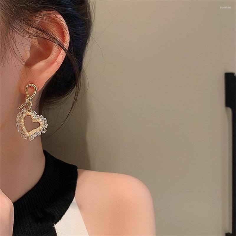 

Dangle Earrings 925 Silver Needle Crystal Pearl Love INS Wind South Korea Atmosphere Fashion For Women Accessories