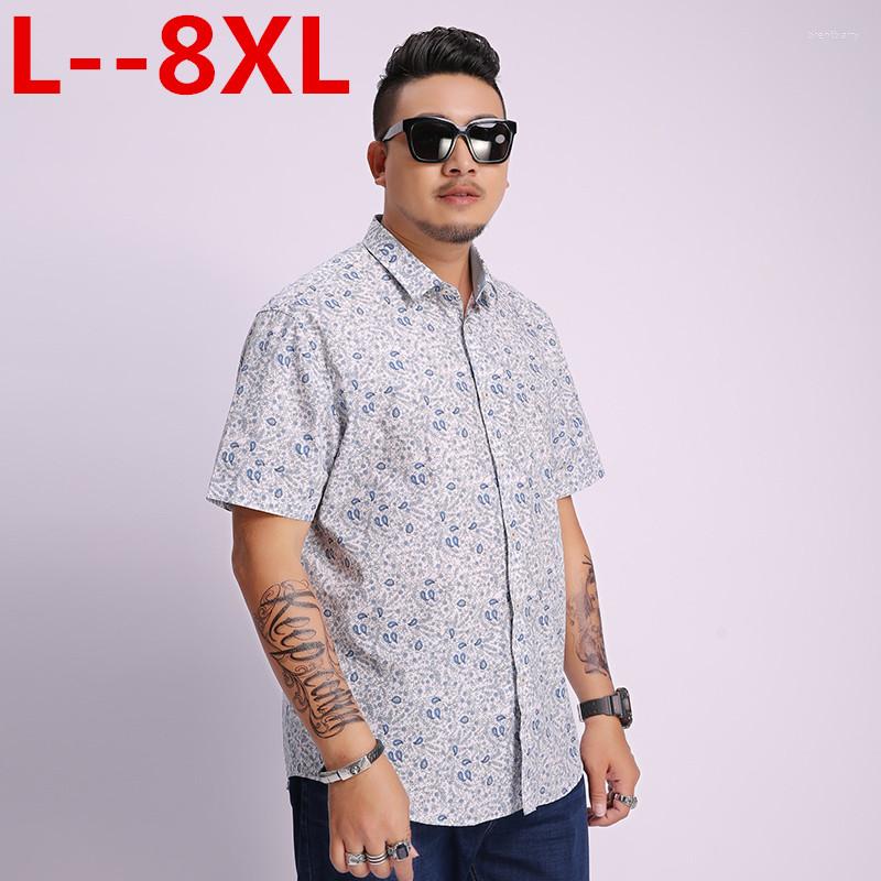 

Men's Casual Shirts 5XL 6XL Plus Short 8XL Sleeve Men Hawaiian Shirt Male Fit Summer Pattern Flamingos Cotton Mens Dress