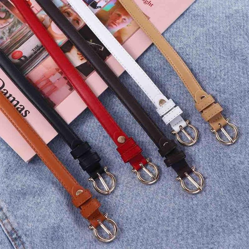 

Belts PU Leather Belt For Women Female Thin Waistband Chic Korean Ladies Vintage Jeans Metal Buckle Waist Strap, Black
