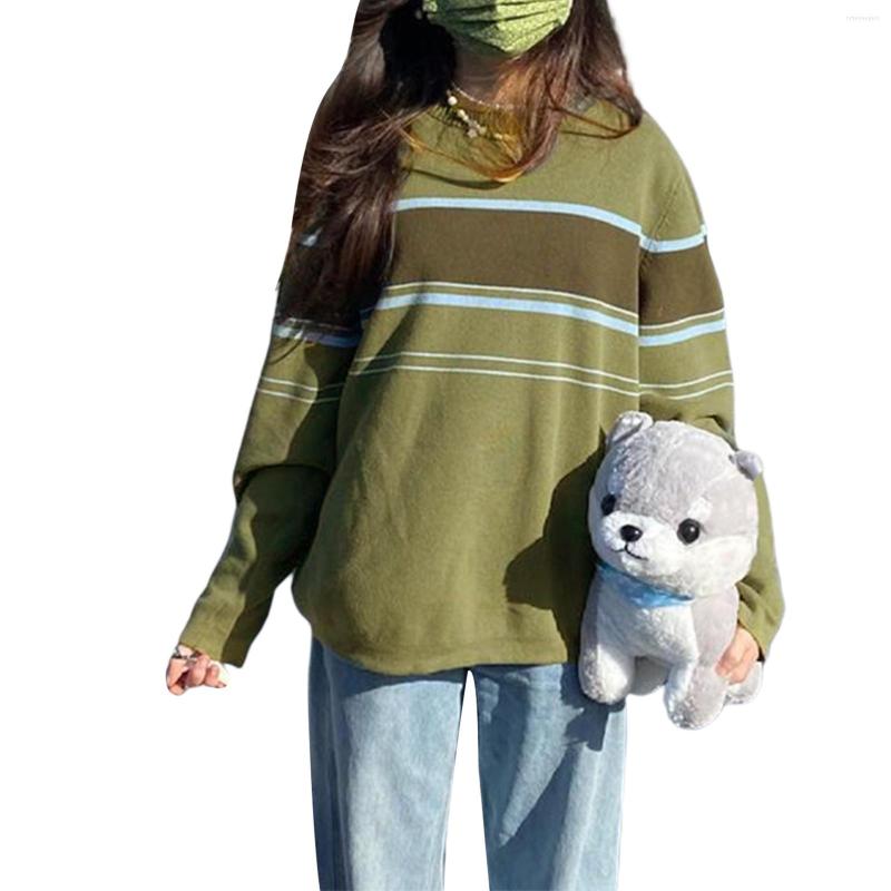 

Women' Sweaters 2022 Autumn Woman Girls Long Sleeve Round Neck Y2K Pullover Knitting Sweater Loose Outwear High Street Women Clothes, Picture shown