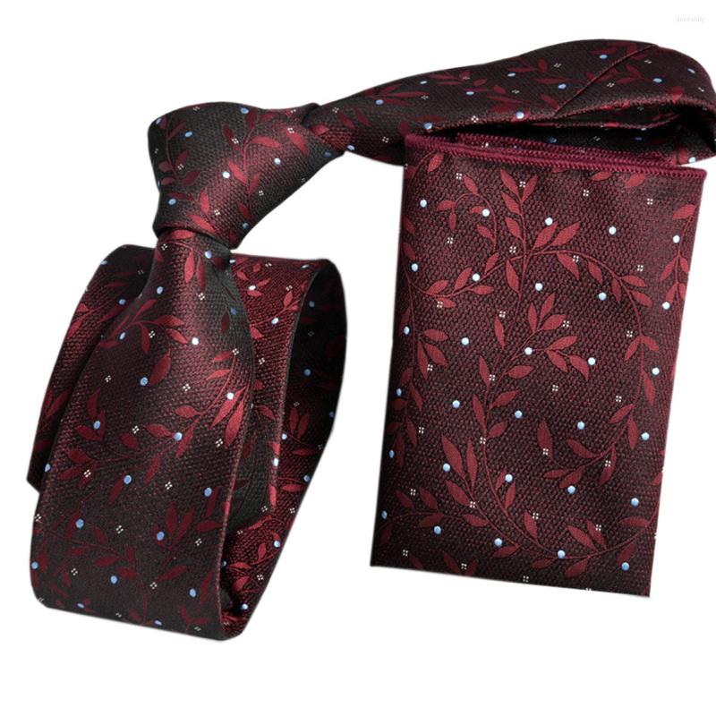

Bow Ties Men's Leaves Weave Jacquard Neckties Cravats Pocket Square Handkerchief Set For Business Wedding Party Wear