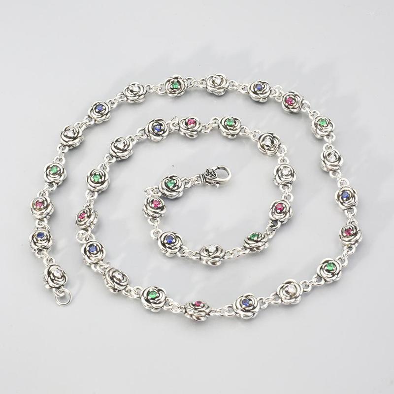 

Chains Fashion Rainbow Zircon Rose Button Hook Necklace Clavicle Chain