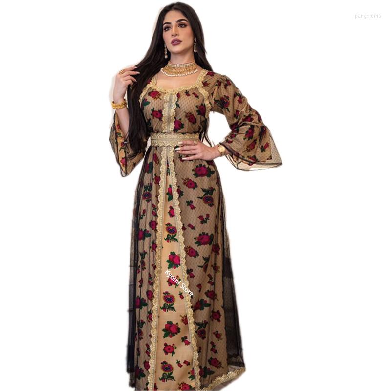 

Ethnic Clothing Ramadan Eid Mubarak Gold Lace Embroidery Dress Muslim Abaya Dubai Cardigan Hijab Robe Gowns Turkey Arab African Dashiki