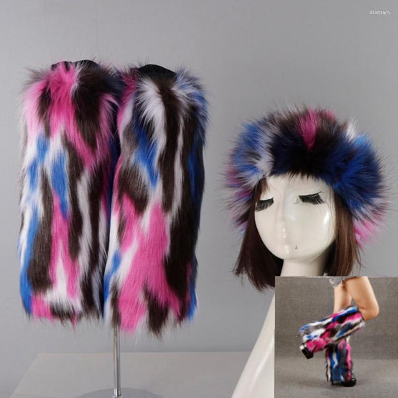 

Berets 1 Set Hat Sock Suit Cold Protection Boot Stockings Faux Fur Empty Top Beanie, Grey