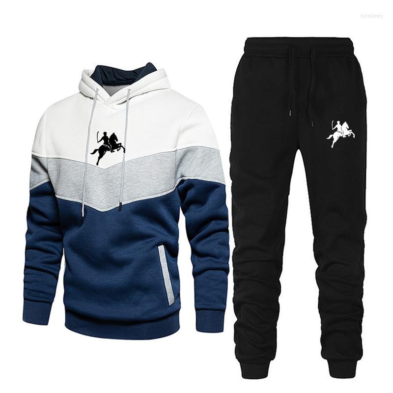 

Men' Tracksuits Men Casual Set Hooded Solid Patchwork 2022 Autumn Ms. Ladies Sportswear Hoodies Pants Sets Hip Hop Street Loose, Redblackbb