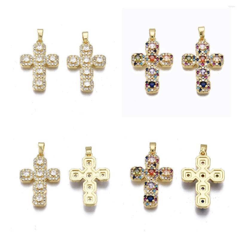 

Pendant Necklaces Pandahall 10Pcs Clear Cross Shape Brass Micro Pave Cubic Zirconia Pendants Gold Color Plated Charm For Necklace Jewelry