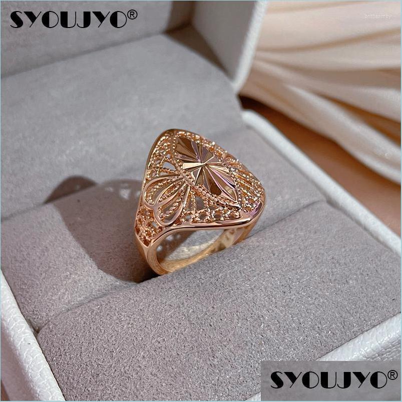 

Wedding Rings Wedding Rings 585 Rose Gold Lathescarved For Women Vintage Hollow Design Luxury Glossy Ethnic Bride Jewelry Big Sizewe Dhvg6