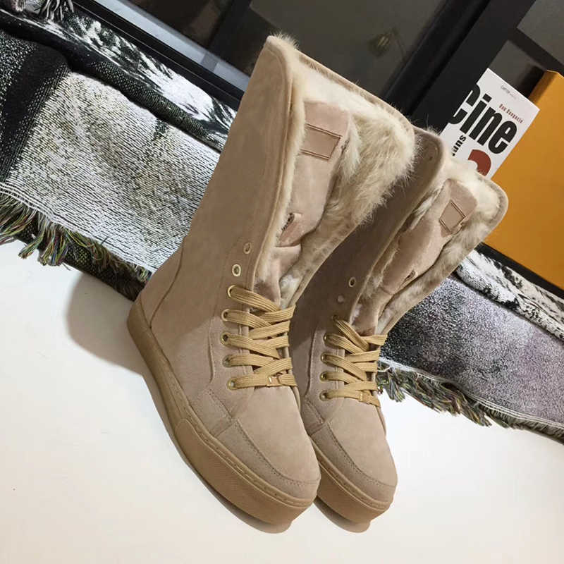 Femmes Bottes De Fourrure Bottes De Neige Chaussures D'hiver Bottes Hautes Marque Designer En Cuir Daim 100% Lapin Chaud Pour La Mode De Luxe Fem