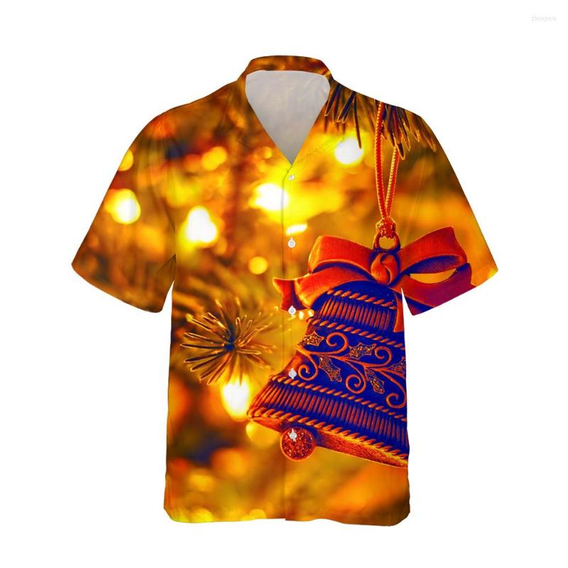 

Men' Casual Shirts Jumeast Year 3d Christmas Bell Printed Hawaiian Shirt Retro Mens Fashion Short Sleeve For Men Blouses Streetwear 5XL, 01