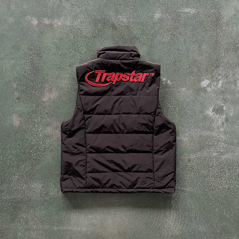

Top New Black 23fw Trapstar London Jacket Men Women Keep Warm Gilet Red Embroidered Sleeveless Coat