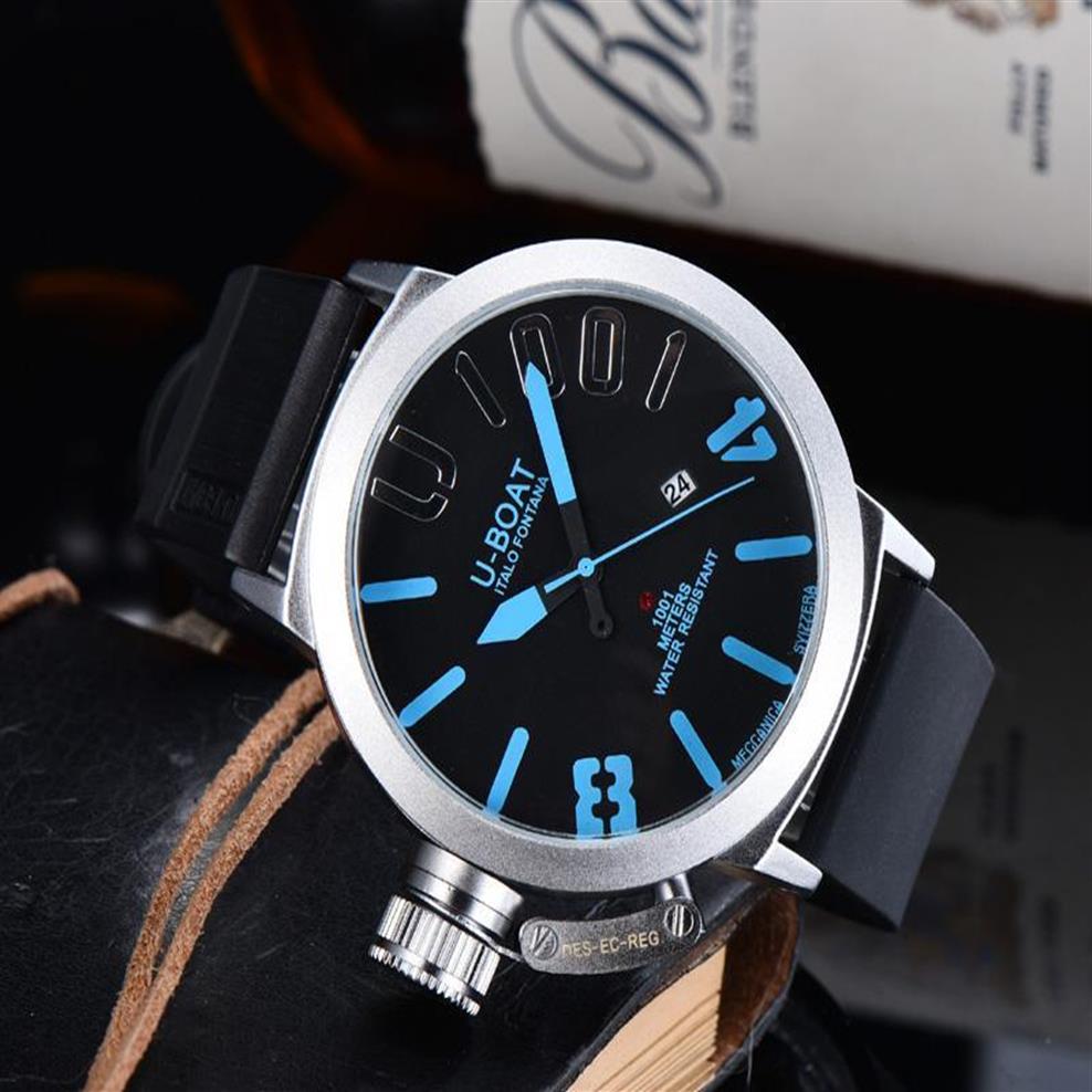 

Wristwatches 2021 Men's Rubber Watchband Automatic Machinery Square Watches U Boat Wristwatch Luxury Watch247P
