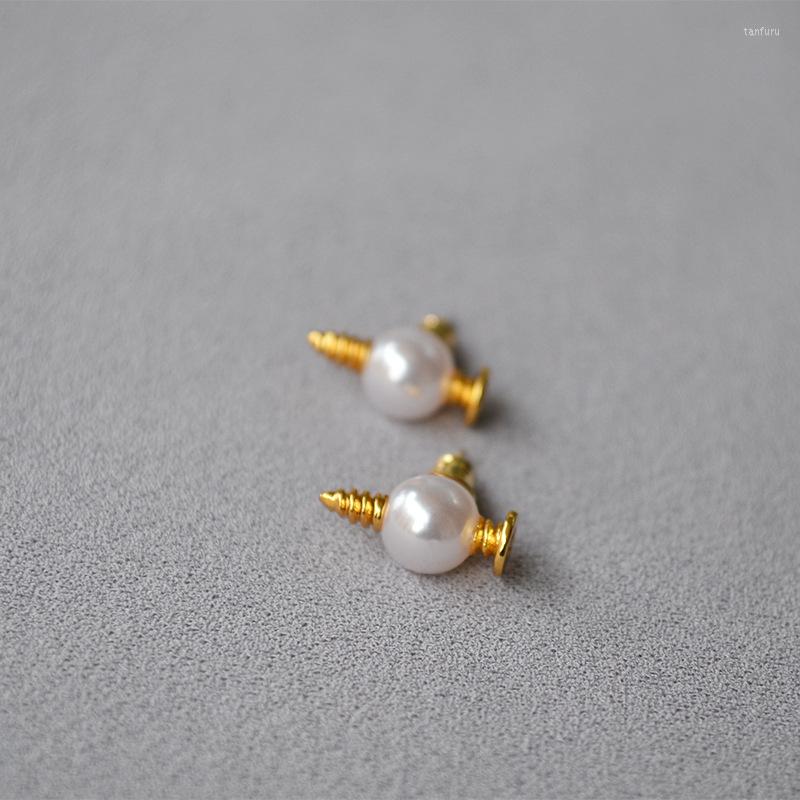 

Dangle Earrings Japan And South Korea Design Screw Imitation Pearl 925 Silver Needle Simple Compact Temperament
