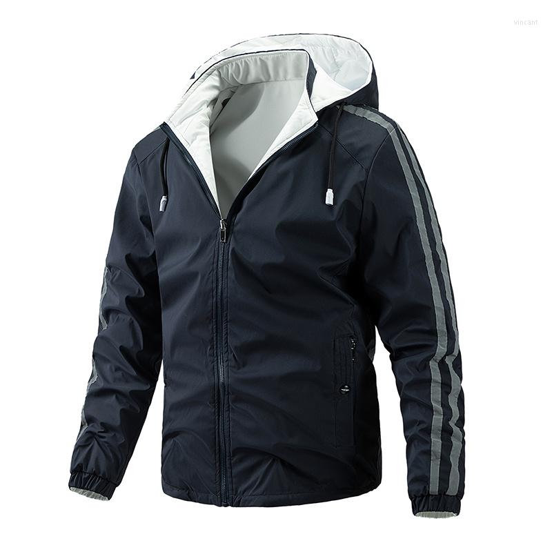 

Men's Jackets 2022 Brand Men's Winter Thick Outdoor Reversible Jacket Long-sleeved Windbreaker Coats Clothing Warm Men, Navy-cream