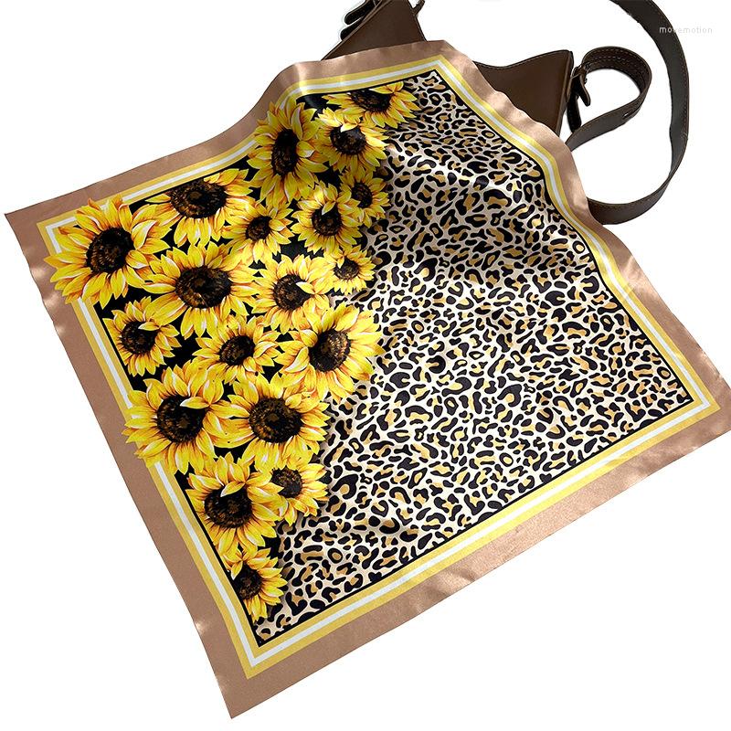 

Scarves Cross-border European And American Elements Scarf Sunflower Leopard Print Fashion Silk Printing