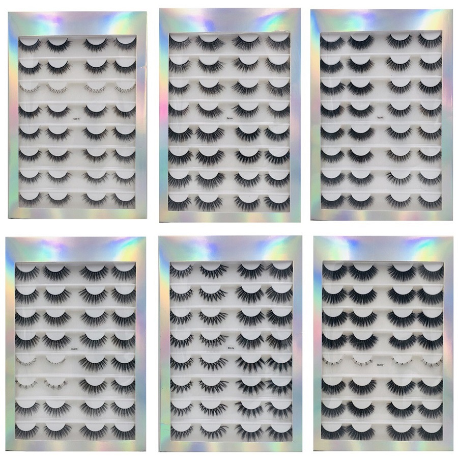 

Thick Curly Mink False Eyelashes Naturally Soft & Vivid Messy Crisscross Hand Made Reusable Multilayer 3D Fake Lashes Full Strip Eyelash Extensions Makeup