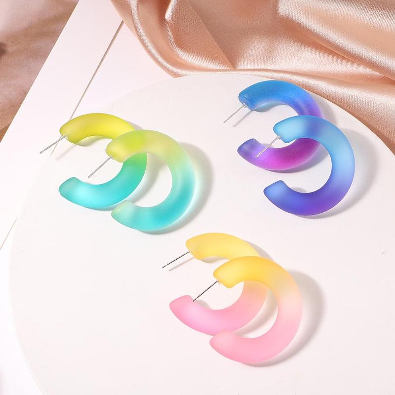 

Hoop Earrings Vedawas Fashion Candy Color C-Shape For Women Trendy Acrylic Resin Stud Earring Accessories Jewelry Gift Wholesale
