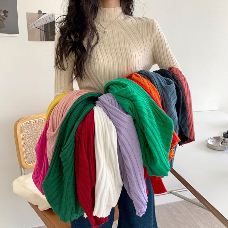 

Women's Sweaters Autumn Long Sleeve Sweater Women Pullovers Solid Slim Thin Knitted Fashion Half Turtleneck Elasticity Bottoming Tops, Yy 2359 huang