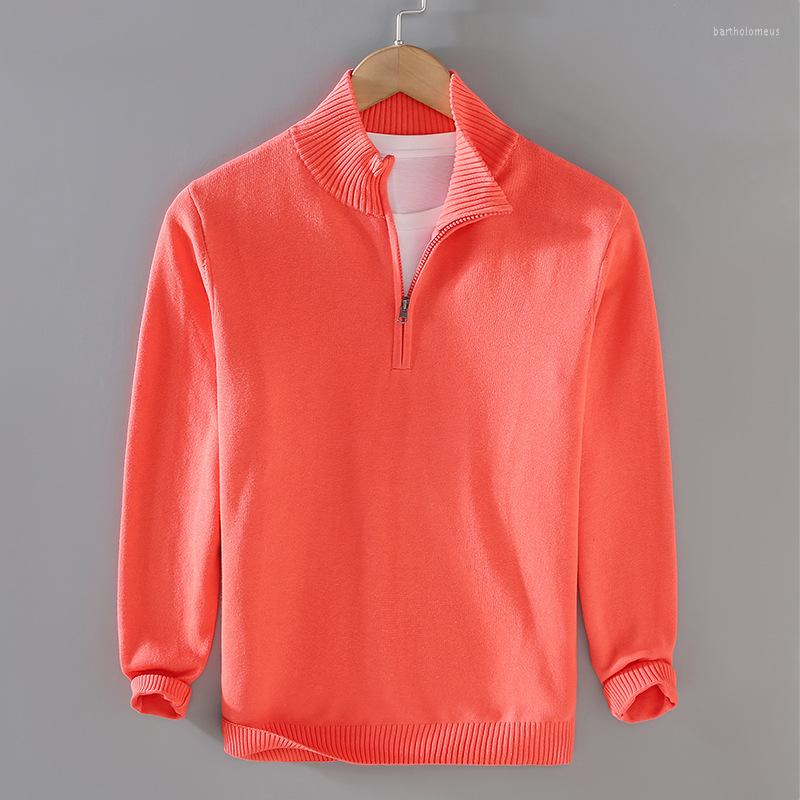

Men's Sweaters Men Winter Fashion Turtleneck Stand Zip Collar Long Sleeve Pullover Sweater Korean Solid Color Simple Casual Warm Knitting, 8504 light green