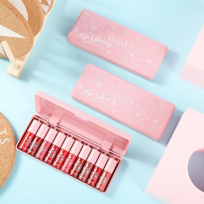 

Lip Gloss 10Pcs/Set Durable Glaze Safe Ingredients Liquid Lipsticks Exquisite Easy To Color Unfading, Mix color 10pcsset