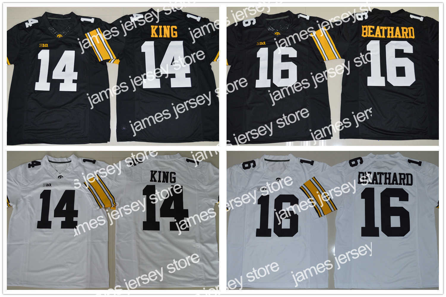 

American College Football Wear CUSTOM Iowa Hawkeyes 14 Desmond King 16 C.J Beathard football college stitched Jersey University of uniform white black, Yellow with 150th patch