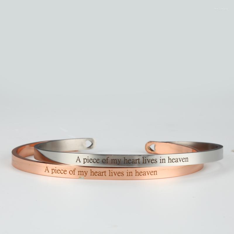 

Bangle A Piece Of My Heart Live In Heaven Bracelet Cuff Message For Memorial Jewelry Gifts