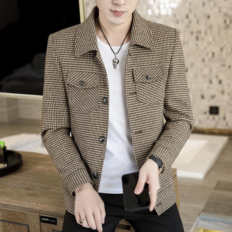 

Men's Jackets 2022 Men 'S Autumn Casual Jacket Youth Lapel Plaid, Khaki