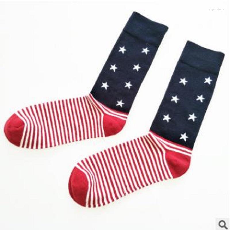

Men's Socks 2022 Europe And The United States Stars Striped Men's Tube Sweat-absorbent Breathable Cotton, Ss385