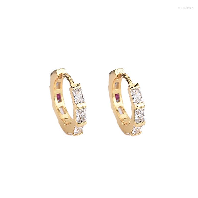 

Hoop Earrings 925 Sterling Silver Earring Stylish Square Zircon Ear Ring Bone Buckle Simple Temperament Trend Girl Jewelry