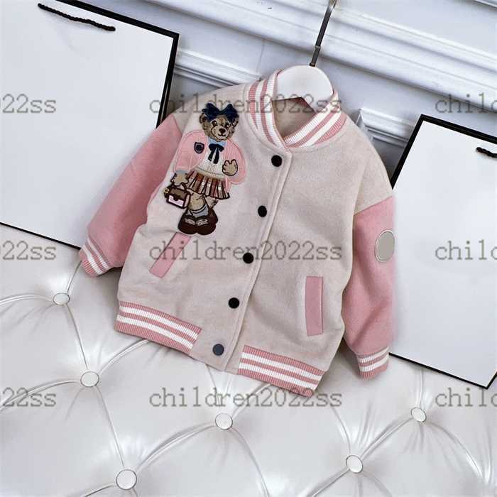 Vestes de manteau de baseball en laine en laine pour enfants 2022fw fourrure d'hiver dans une vestes pour les filles dr de concepteur veste ¢ ves