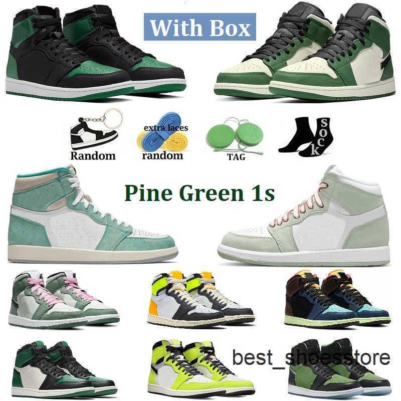 

Basketball Shoes High Top Sneakers Designer Trainers Pine Green Seafoam Volt Gold University Blue Smoke Grey Digital Pink With Box Jumpman 1