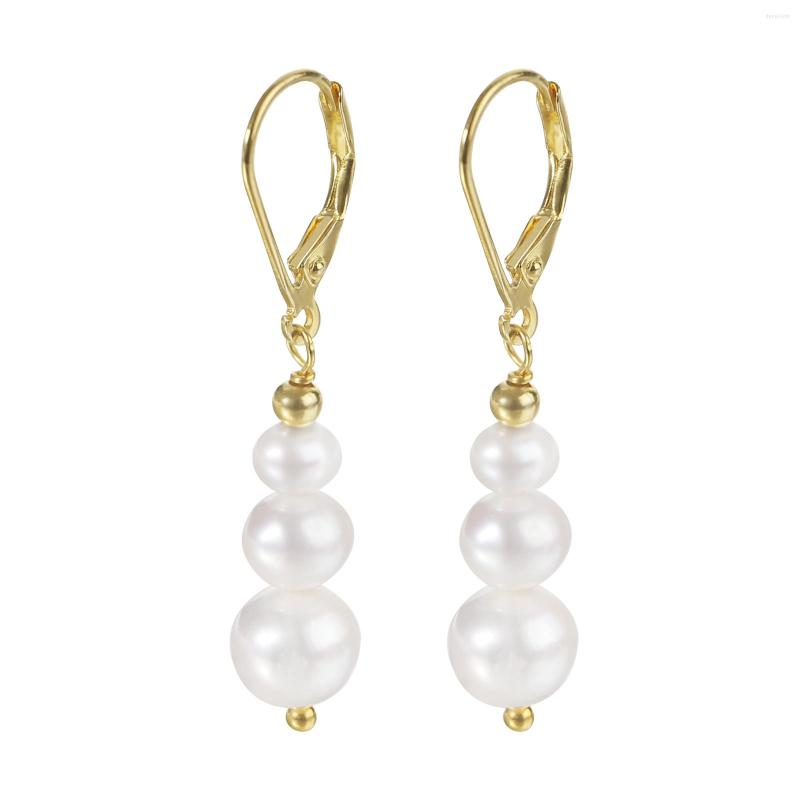 

Dangle Earrings Natural Freshwater Pearl 925 Sterling Silver 14K Gold Plated Lever Back Fashion Jewelry Gift For Women